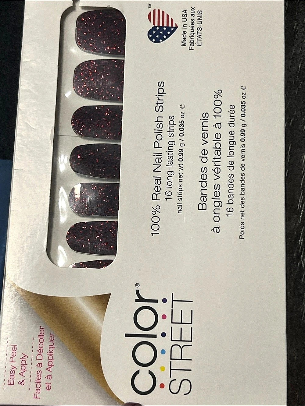 Color Street Russian Around Red & Black Glitter Nail Strips